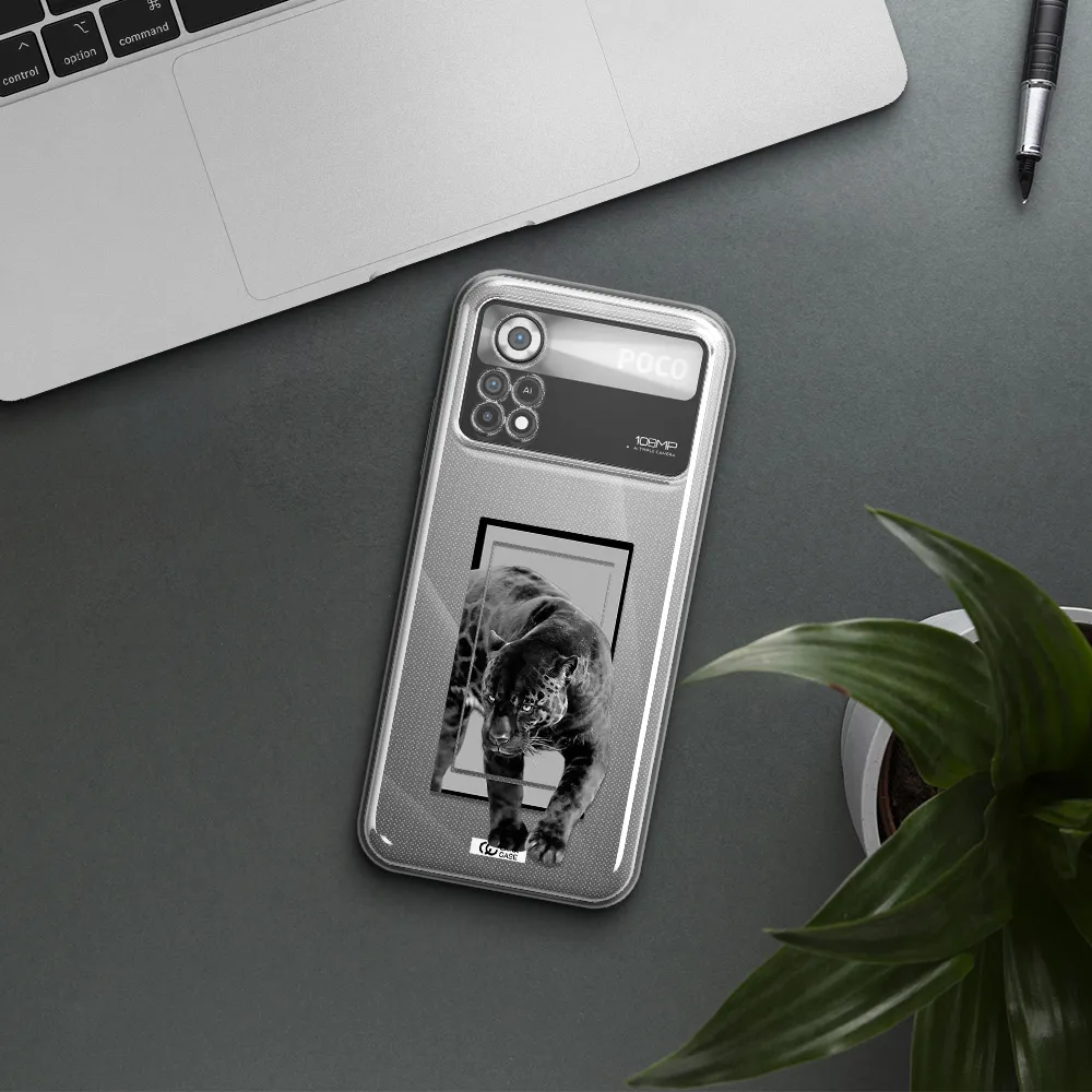 a black tiger with spots on its face Xiaomi Poco X4 Pro Clear TPU Case