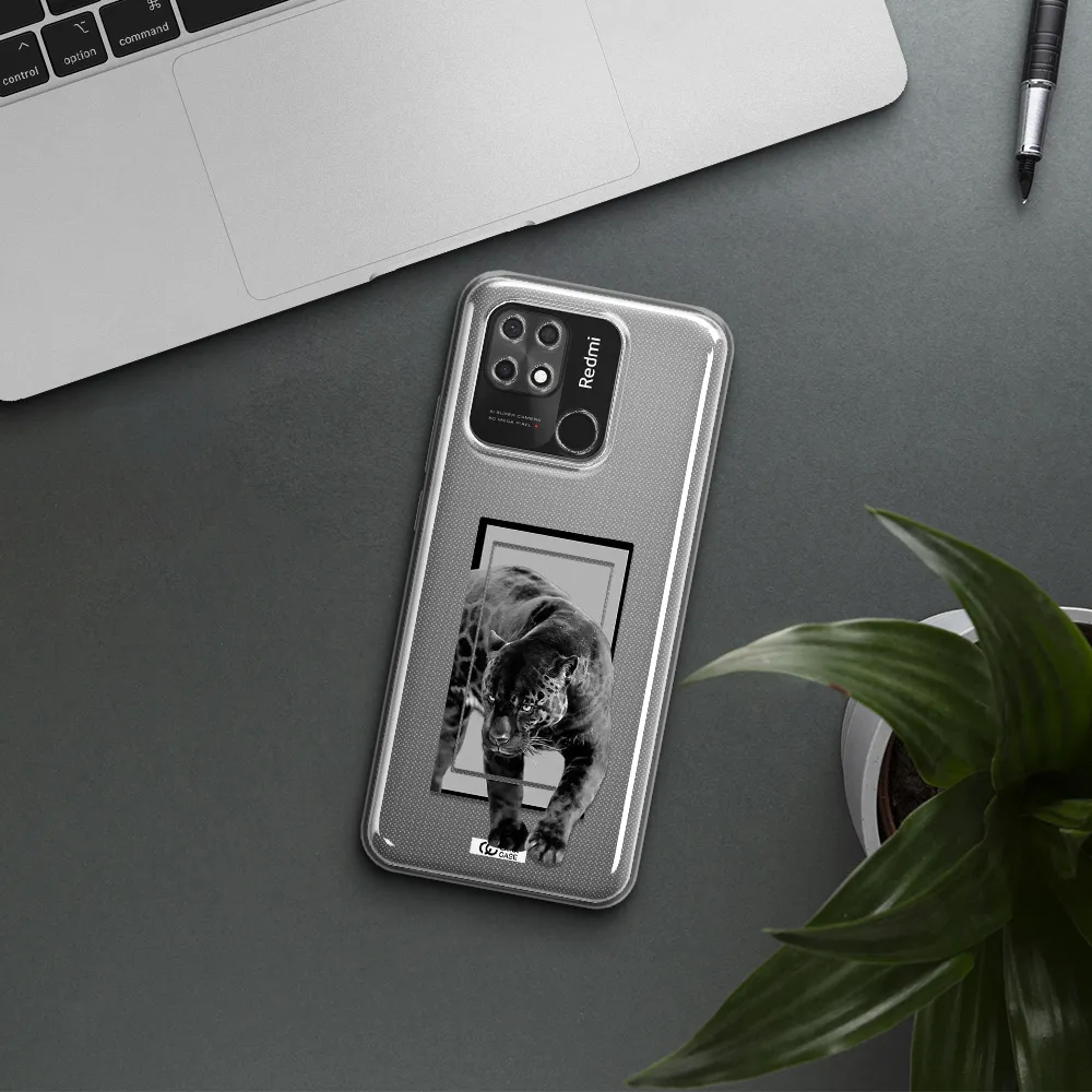 a black tiger with spots on its face Xiaomi Redmi 10C Clear TPU Case
