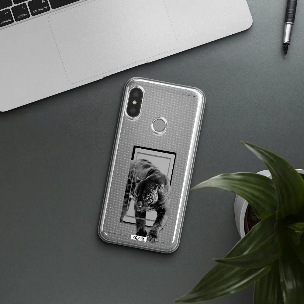 a black tiger with spots on its face Xiaomi Redmi 6 Pro Clear TPU Case