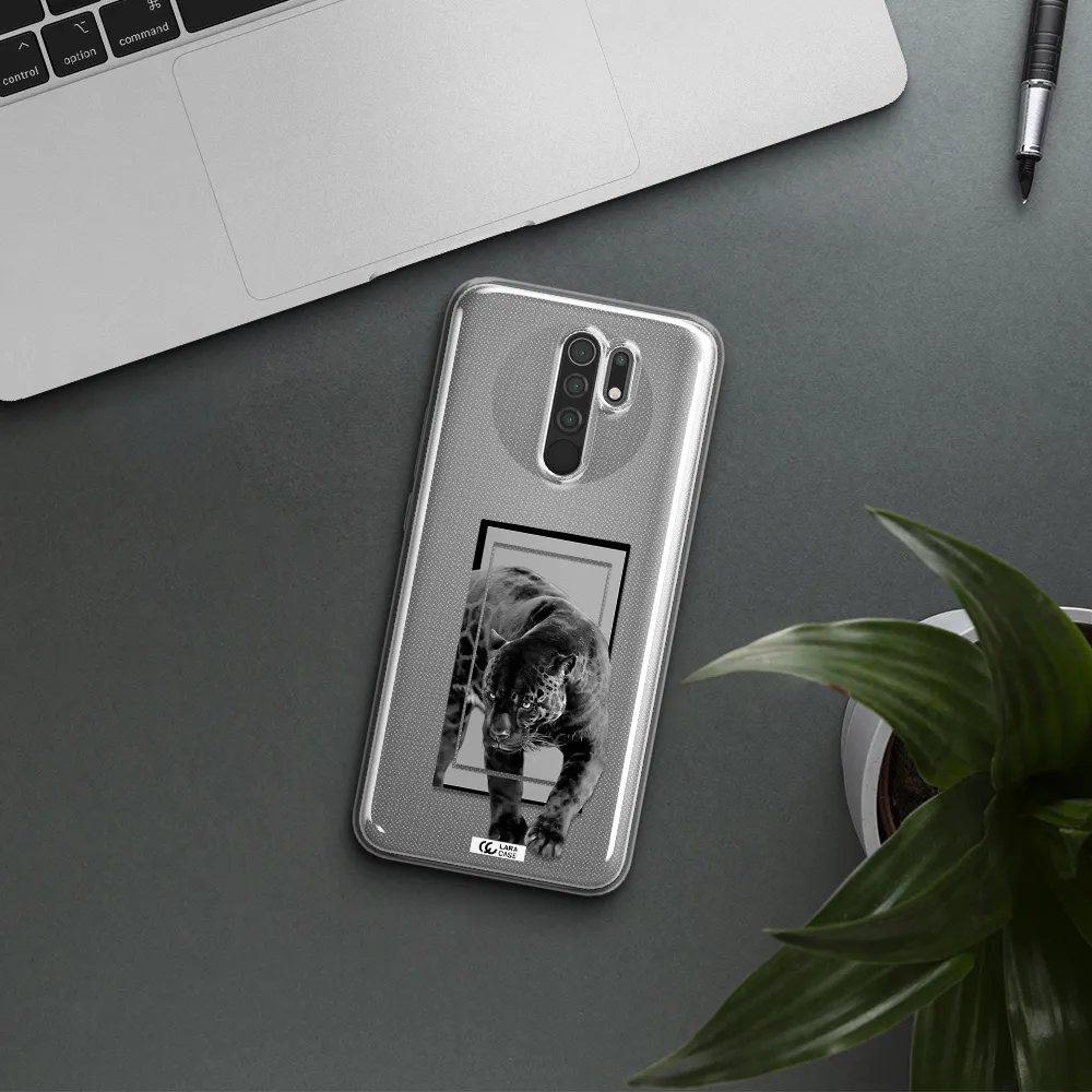 a black tiger with spots on its face Xiaomi Redmi 9 Clear TPU Case
