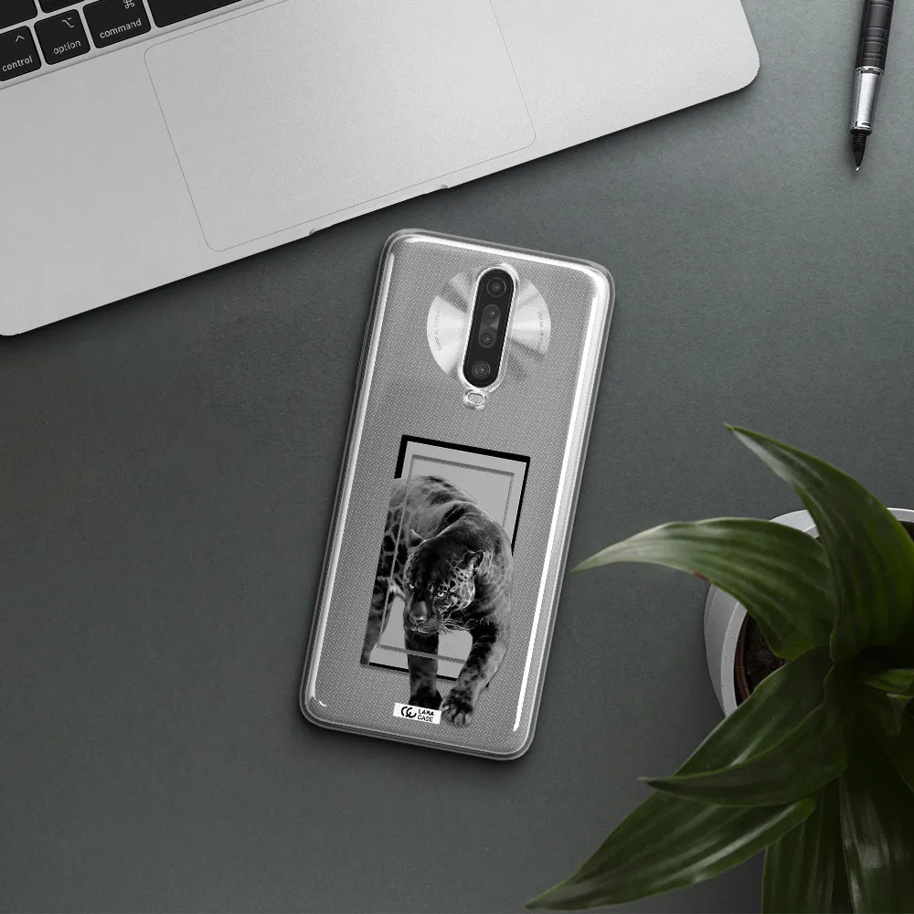 a black tiger with spots on its face Xiaomi Redmi K30 Clear TPU Case