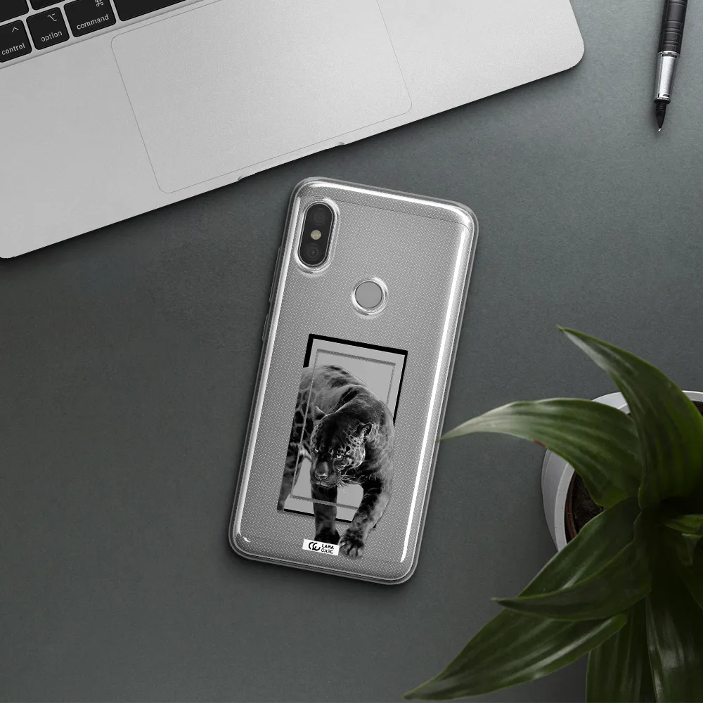 a black tiger with spots on its face Xiaomi Redmi Note 6 Pro Clear TPU Case
