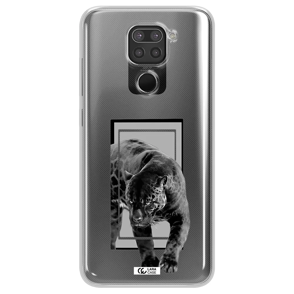 a black tiger with spots on its face Xiaomi Redmi Note 9 Clear TPU Case