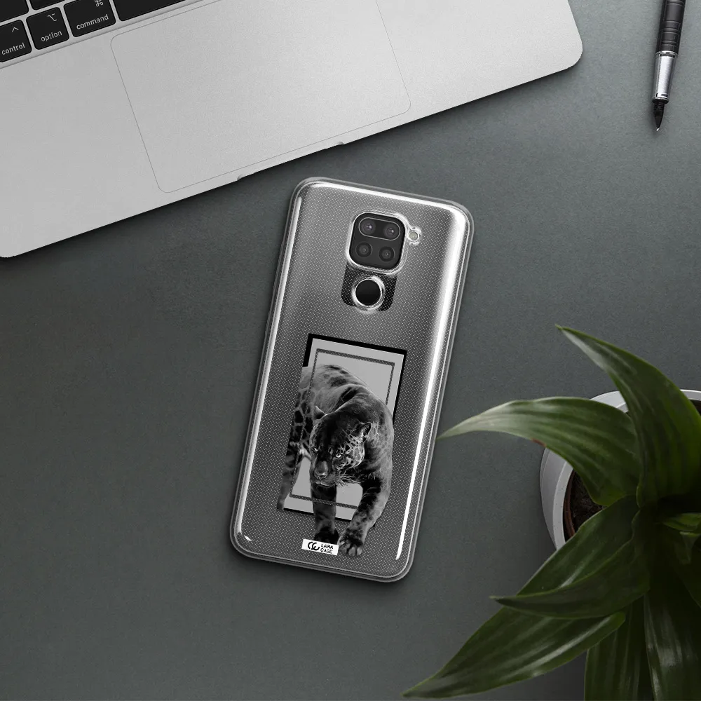 a black tiger with spots on its face Xiaomi Redmi Note 9 Clear TPU Case