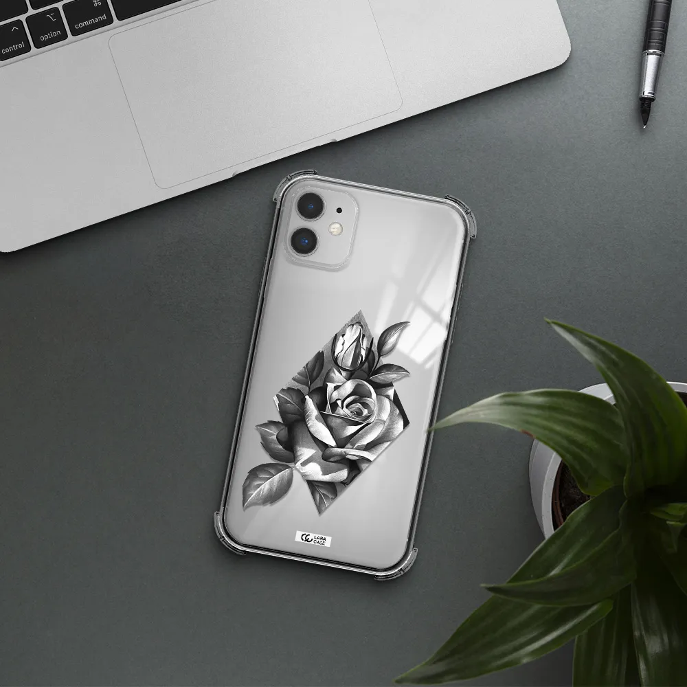 a drawing of a rose Apple iPhone 11 Clear PC Case