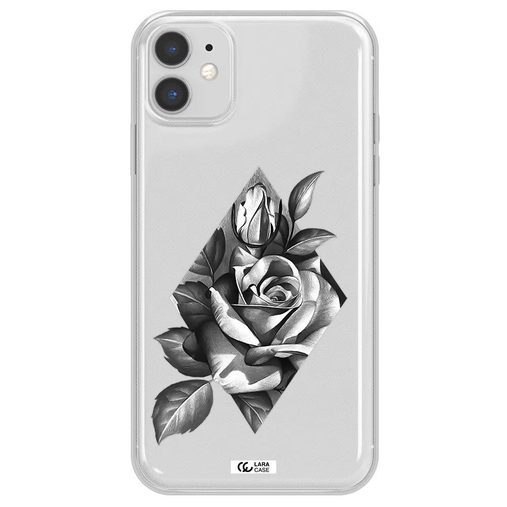 a drawing of a rose Apple iPhone 11 Clear TPU Case