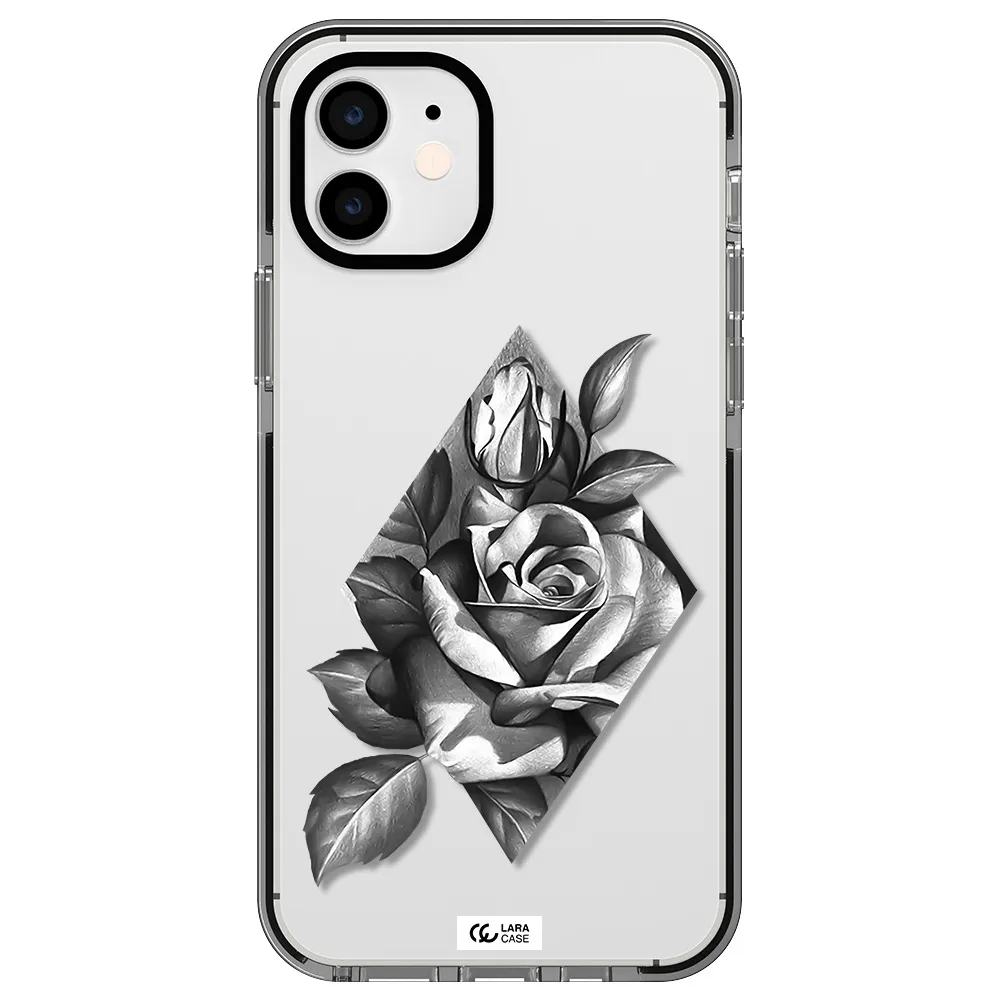 a drawing of a rose Apple iPhone 11 impact black border Case