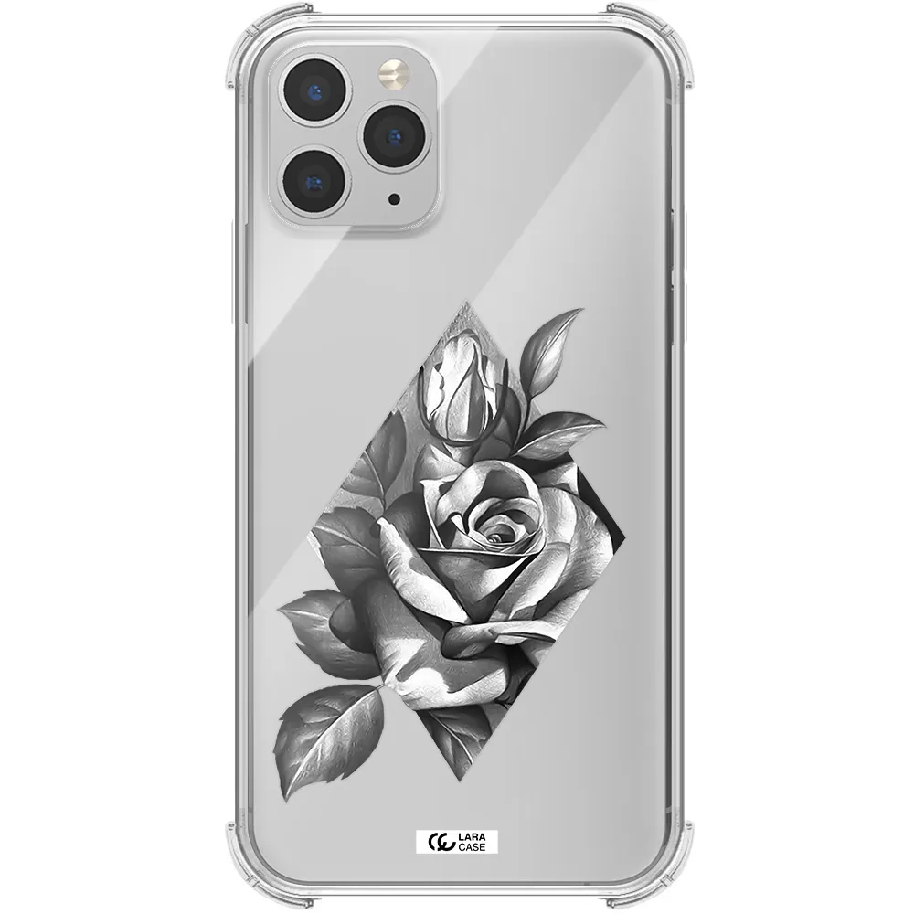a drawing of a rose Apple iPhone 11 pro max Clear PC Case