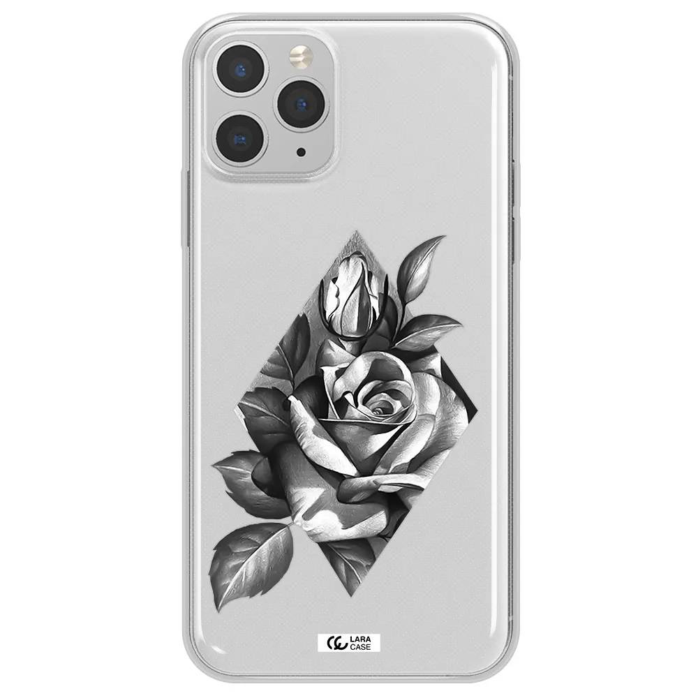 a drawing of a rose Apple iPhone 11 pro max Clear TPU Case