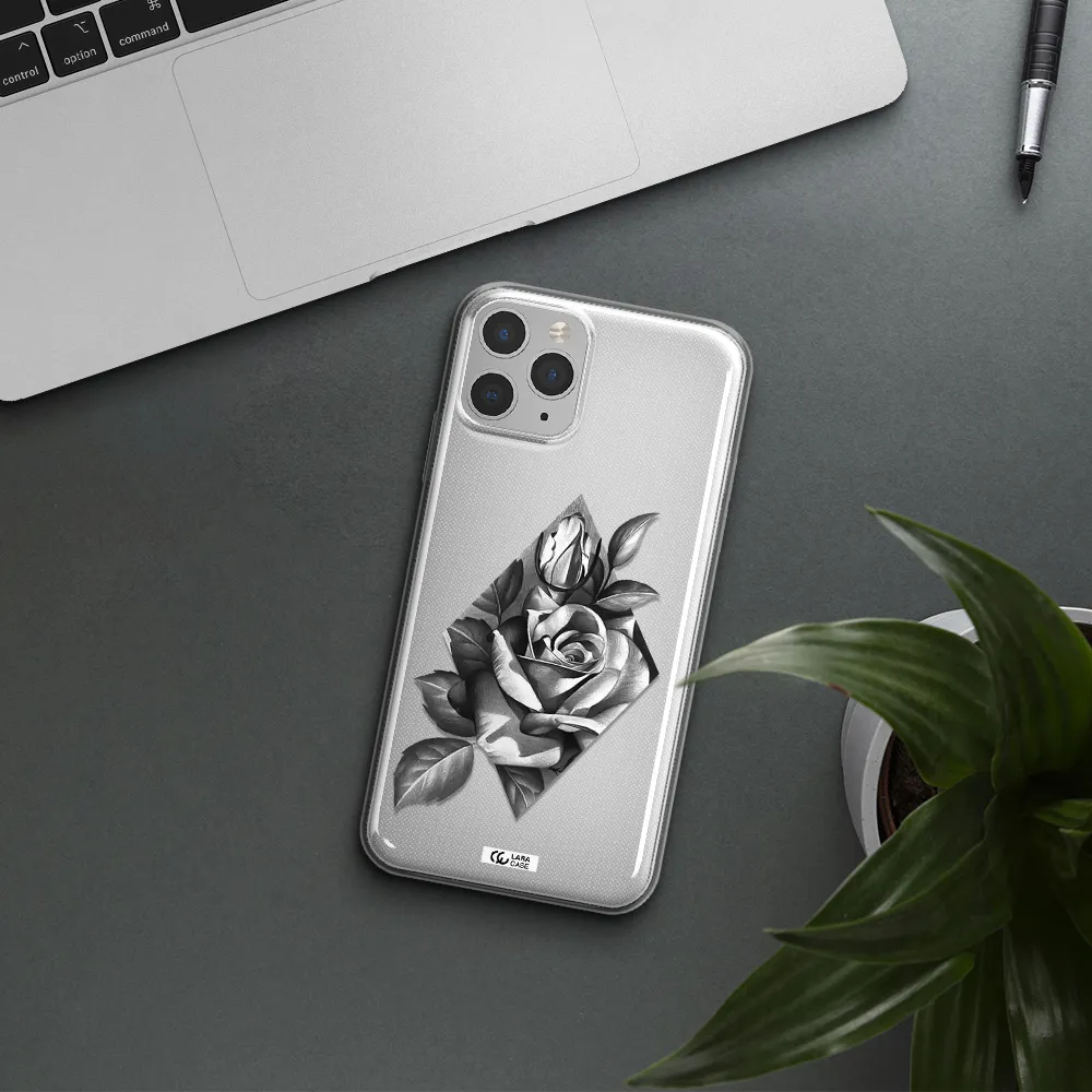 a drawing of a rose Apple iPhone 11 pro max Clear TPU Case