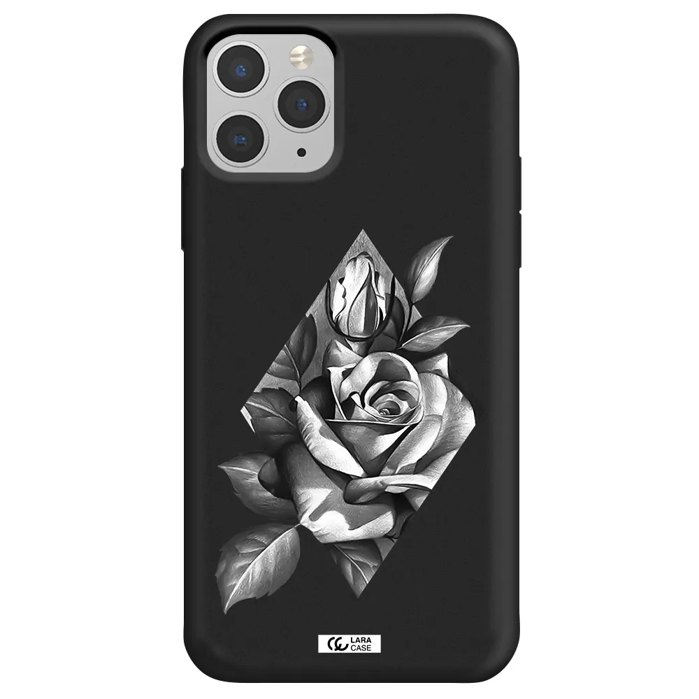a drawing of a rose Apple iPhone 11 pro max Silicone black Case