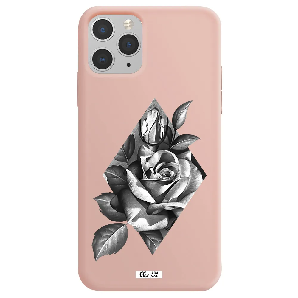 a drawing of a rose Apple iPhone 11 pro max Silicone pastel pink Case