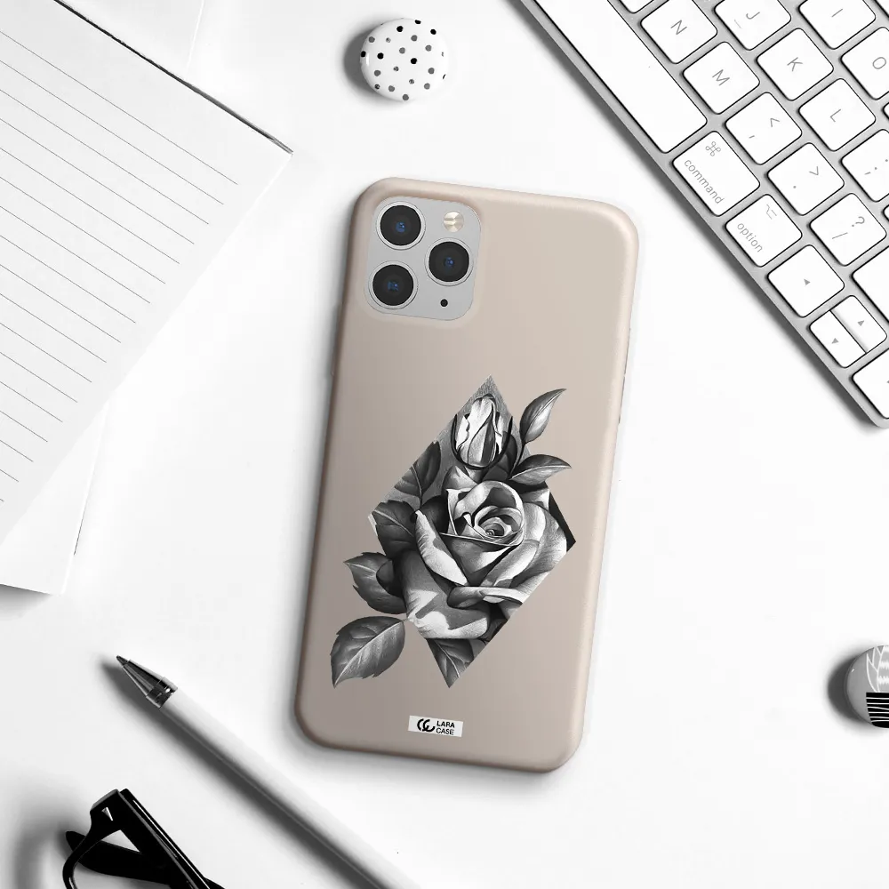 a drawing of a rose Apple iPhone 11 pro Silicone Stone Case