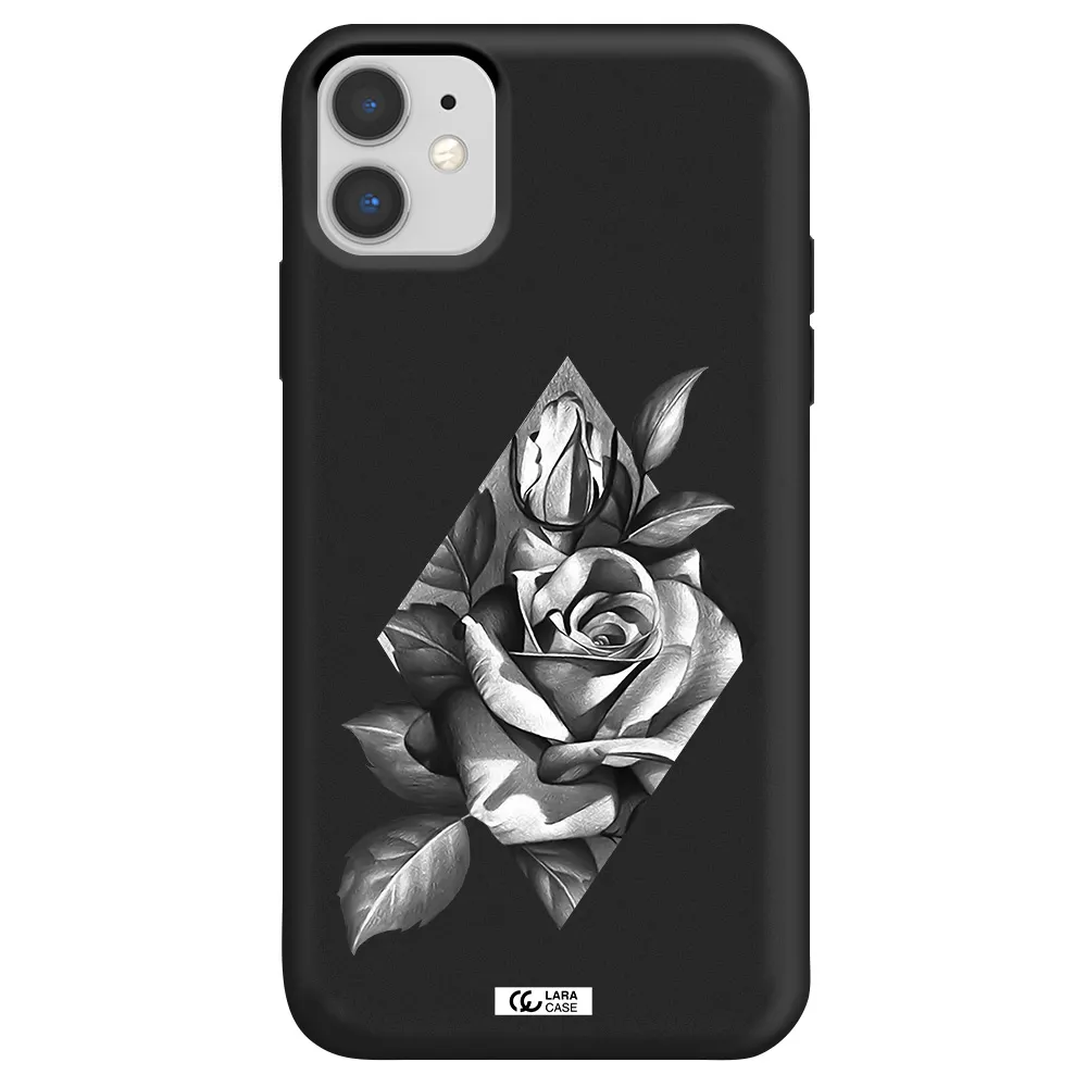 a drawing of a rose Apple iPhone 11 Silicone black Case