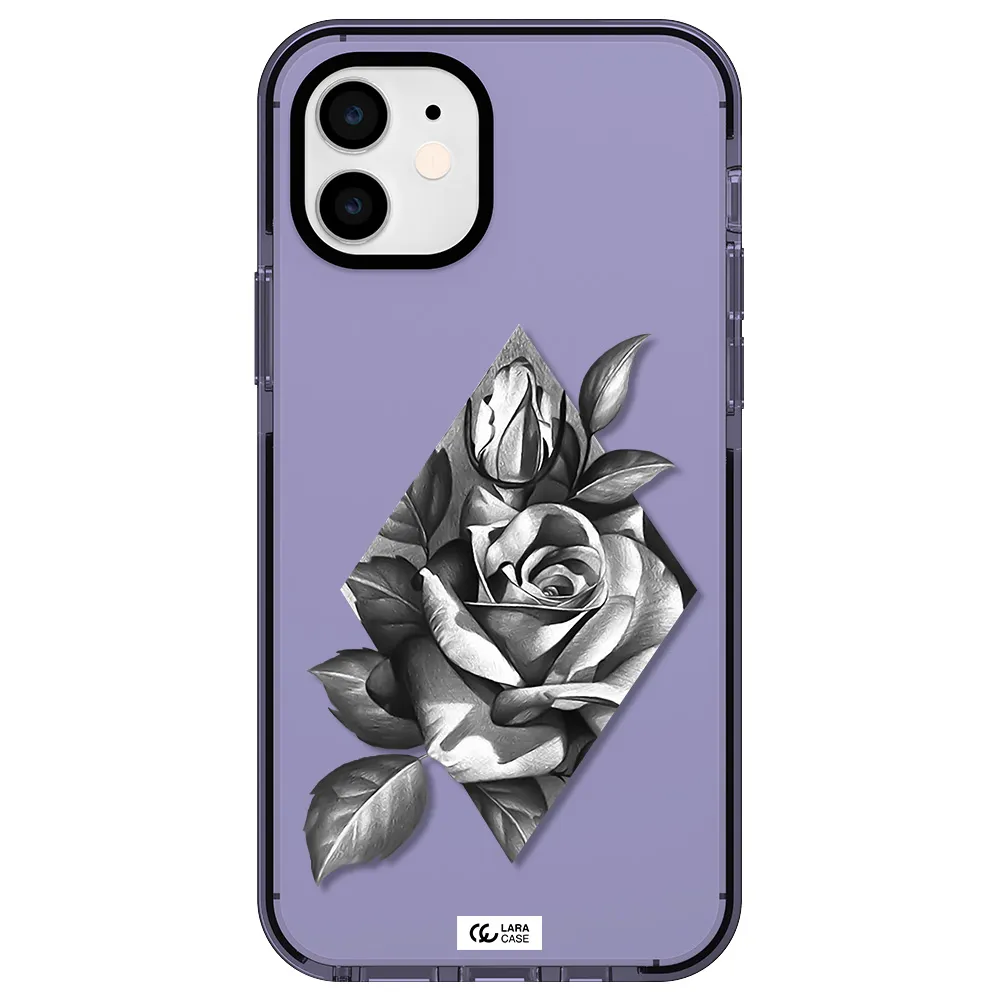 a drawing of a rose Apple iPhone 12 impact Lilac Case