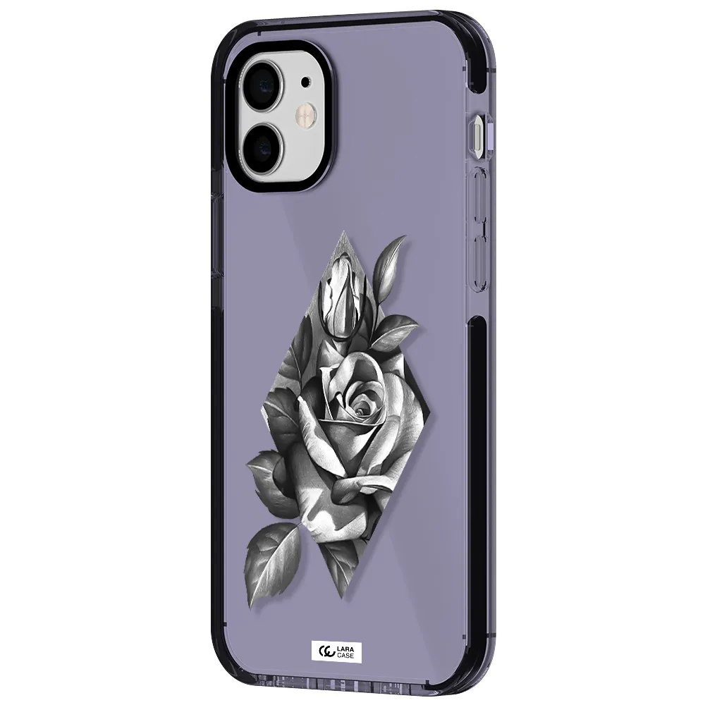 a drawing of a rose Apple iPhone 12 impact Lilac Case