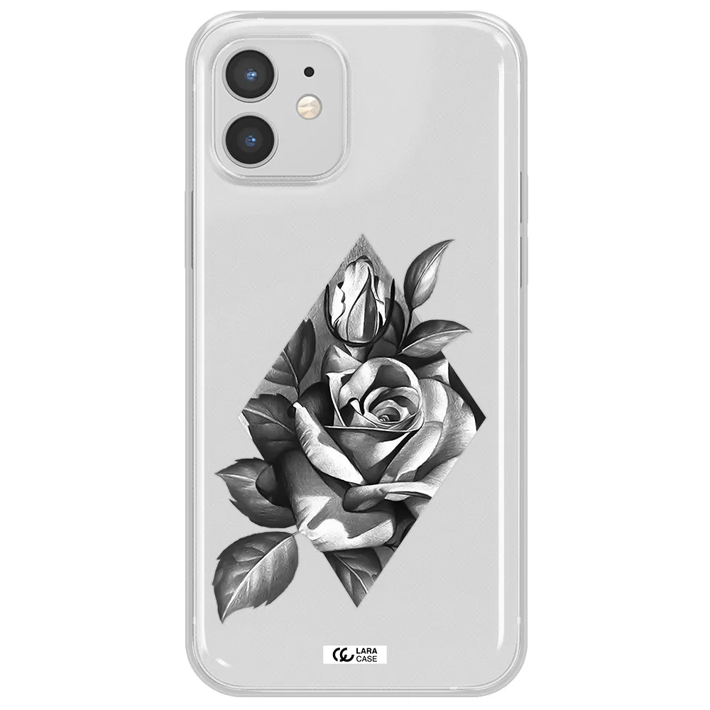a drawing of a rose Apple iPhone 12 mini Clear TPU Case