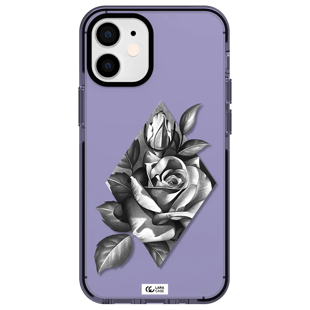 a drawing of a rose Apple iPhone 12 mini impact Lilac Case