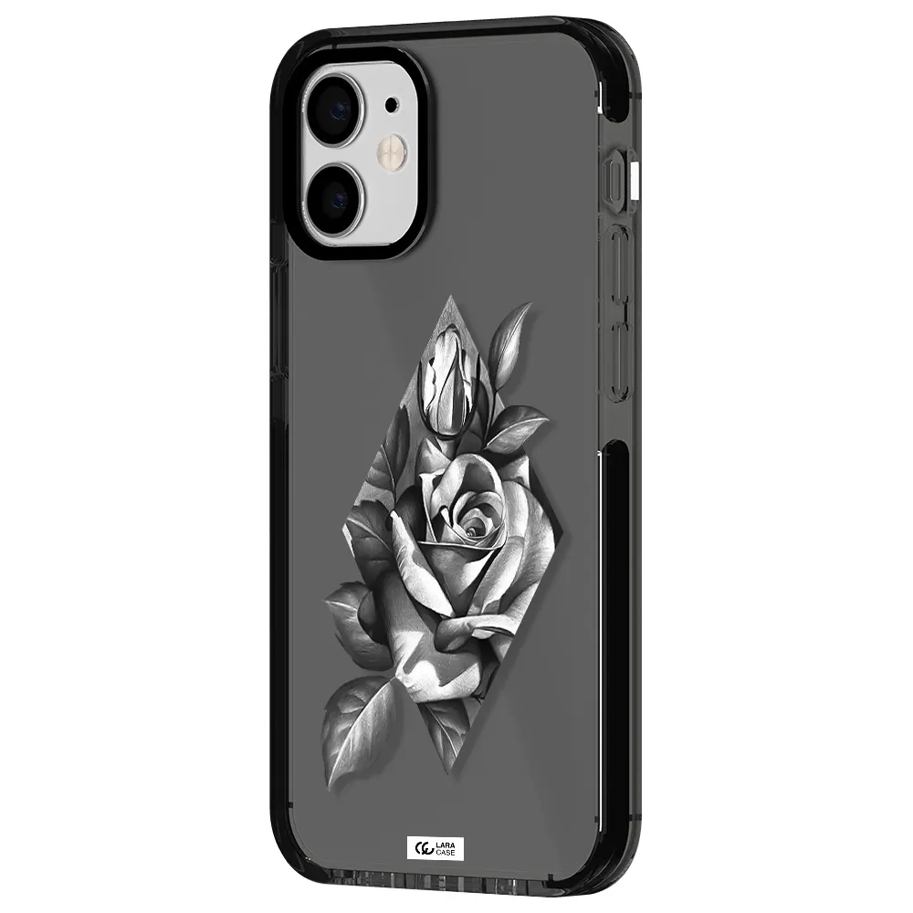 a drawing of a rose Apple iPhone 12 mini impact Smoke Black Case