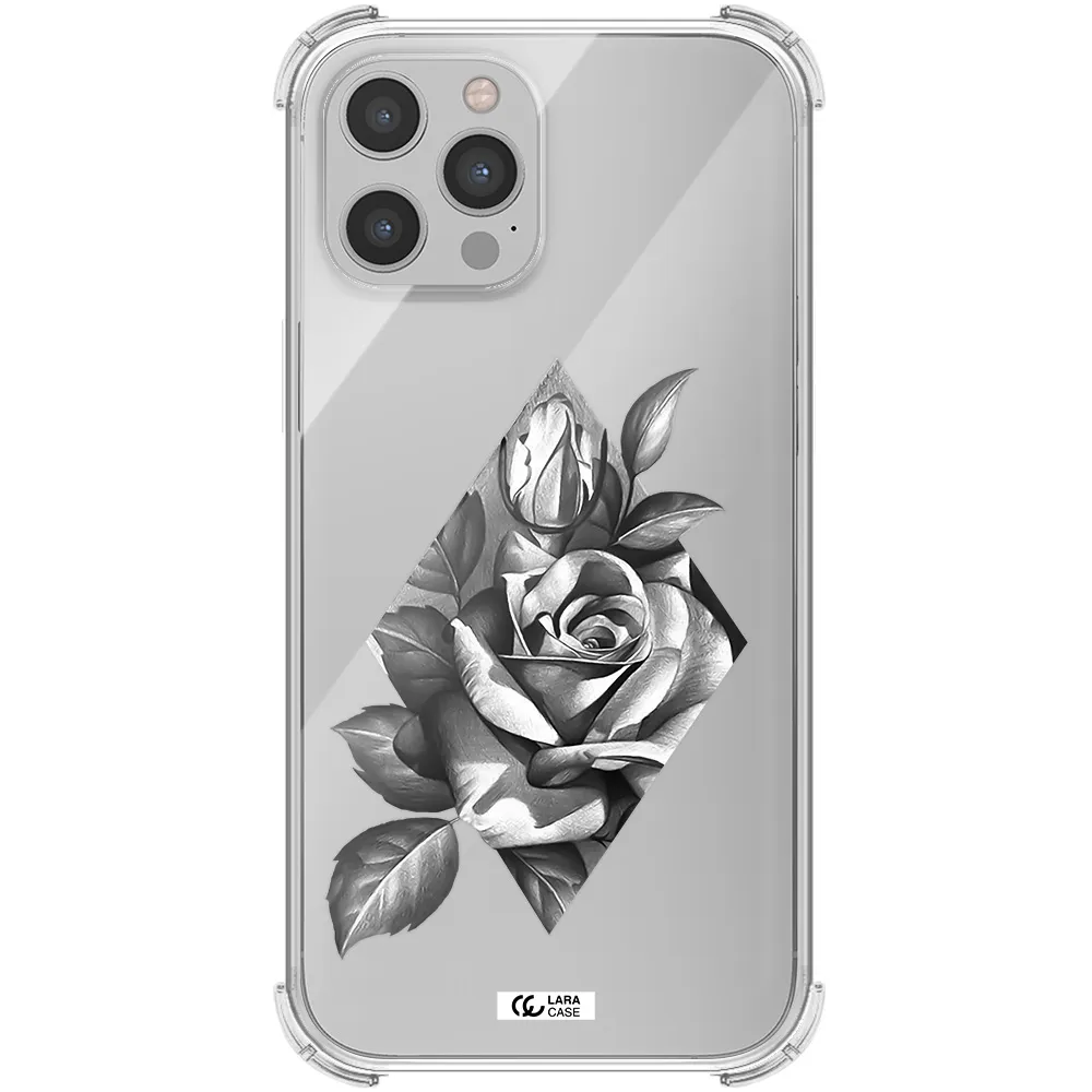 a drawing of a rose Apple iPhone 12 pro Clear PC Case