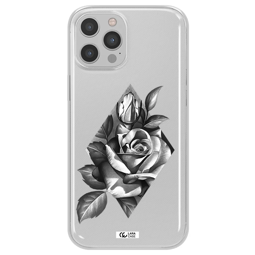 a drawing of a rose Apple iPhone 12 pro Clear TPU Case