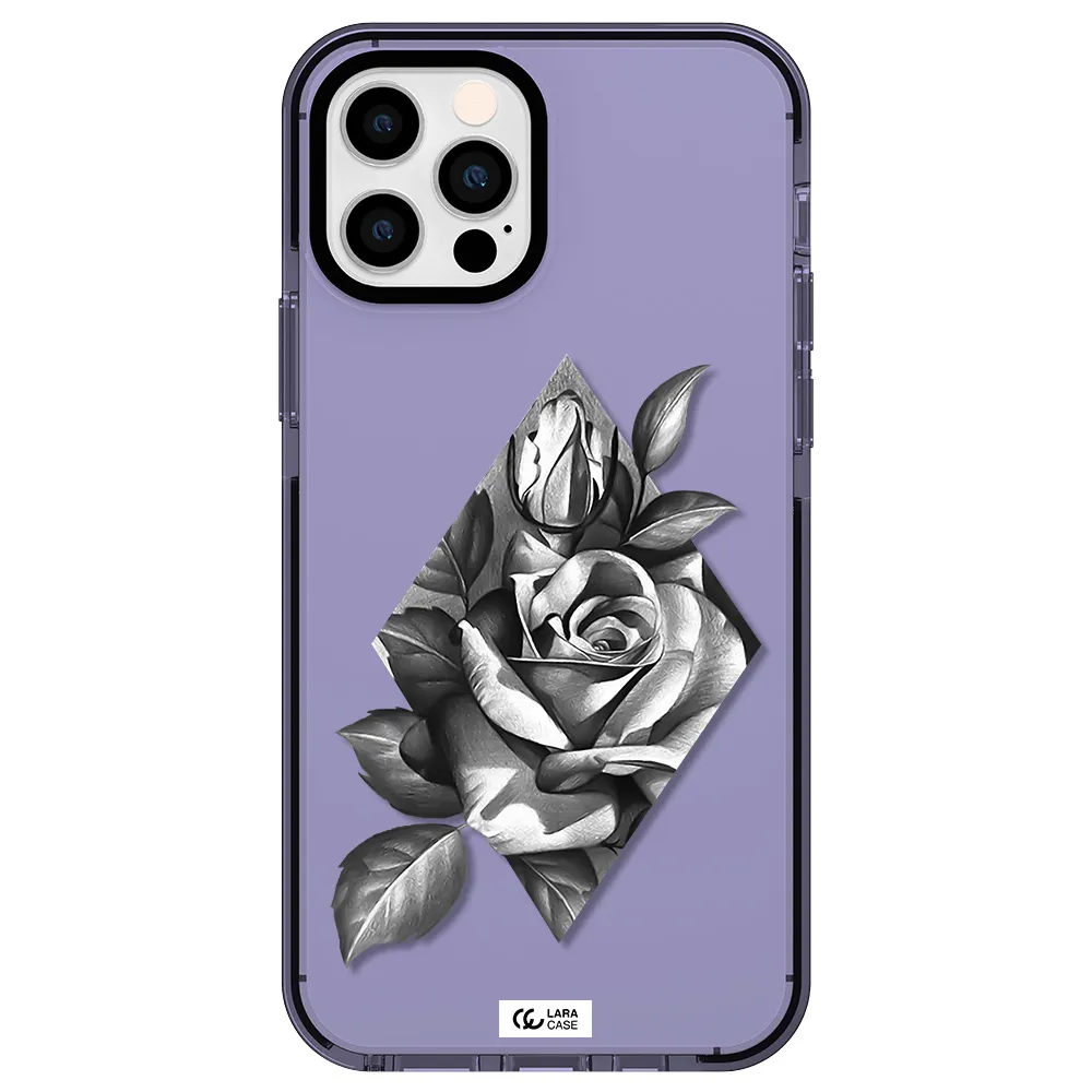 a drawing of a rose Apple iPhone 12 pro impact Lilac Case
