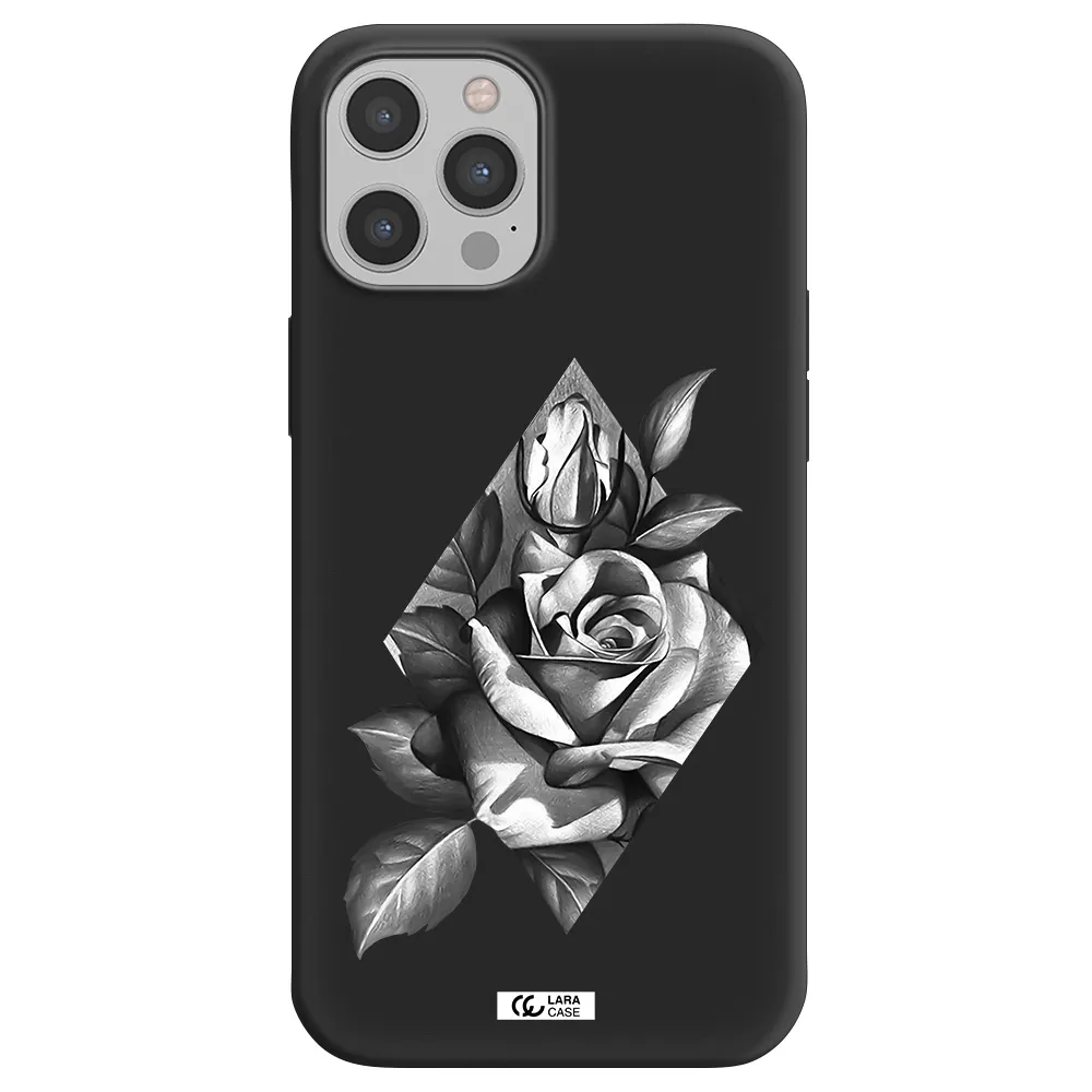 a drawing of a rose Apple iPhone 12 pro max Silicone black Case