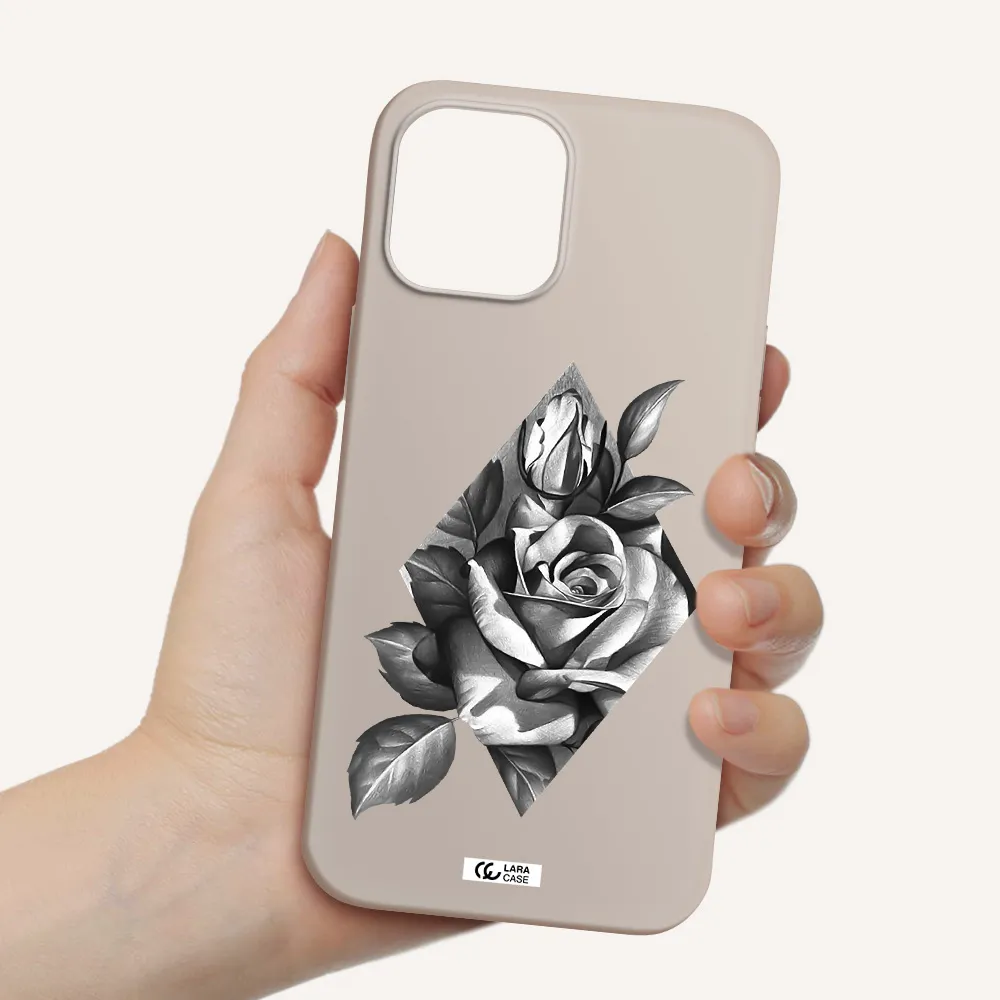 a drawing of a rose Apple iPhone 12 pro Silicone Stone Case