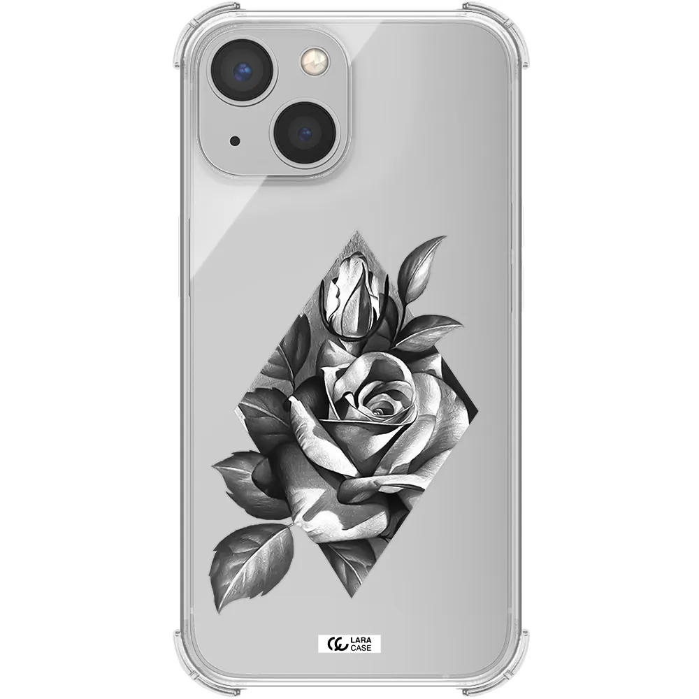 a drawing of a rose Apple iPhone 13 Clear PC Case