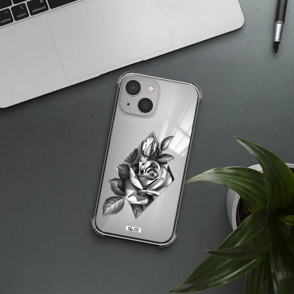 a drawing of a rose Apple iPhone 13 Clear PC Case