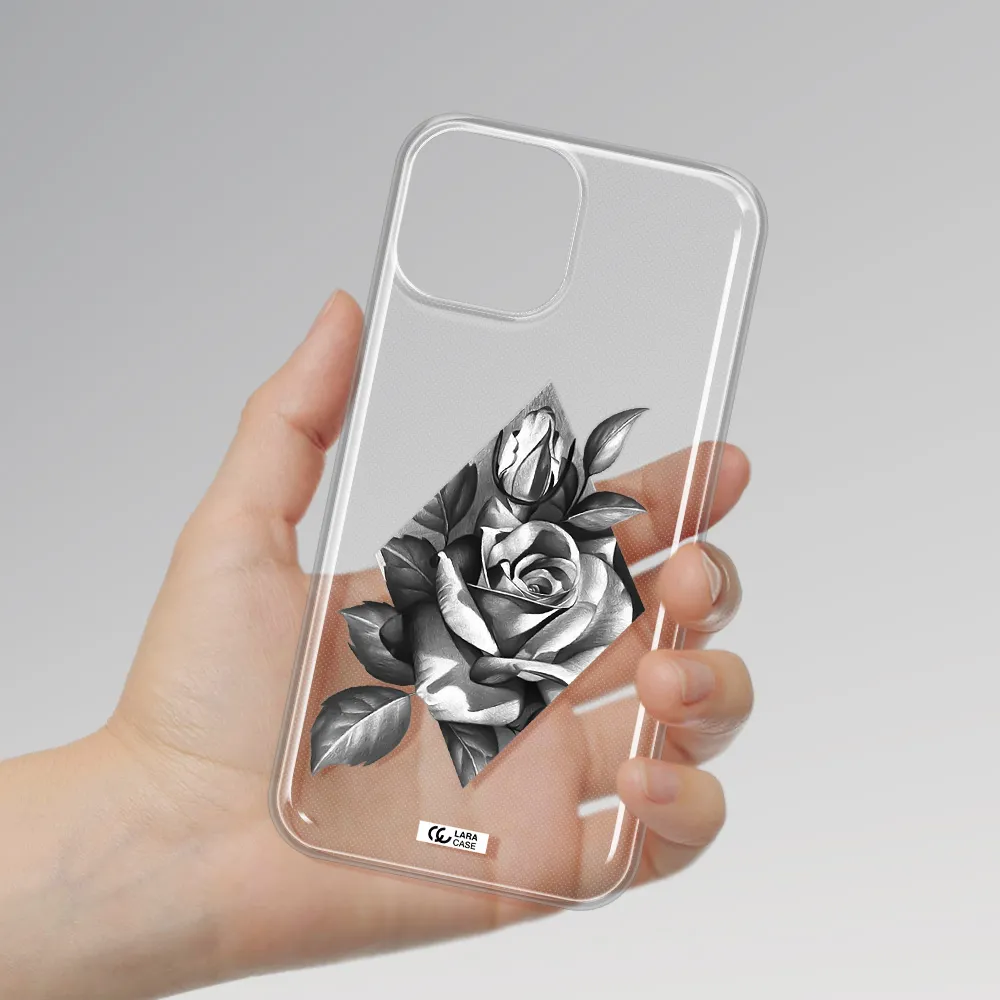 a drawing of a rose Apple iPhone 13 Clear TPU Case