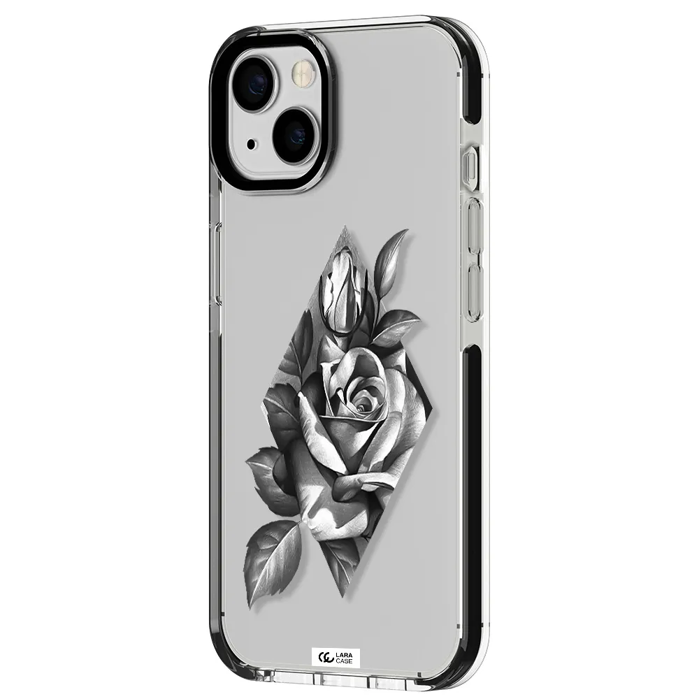 a drawing of a rose Apple iPhone 13 impact black border Case