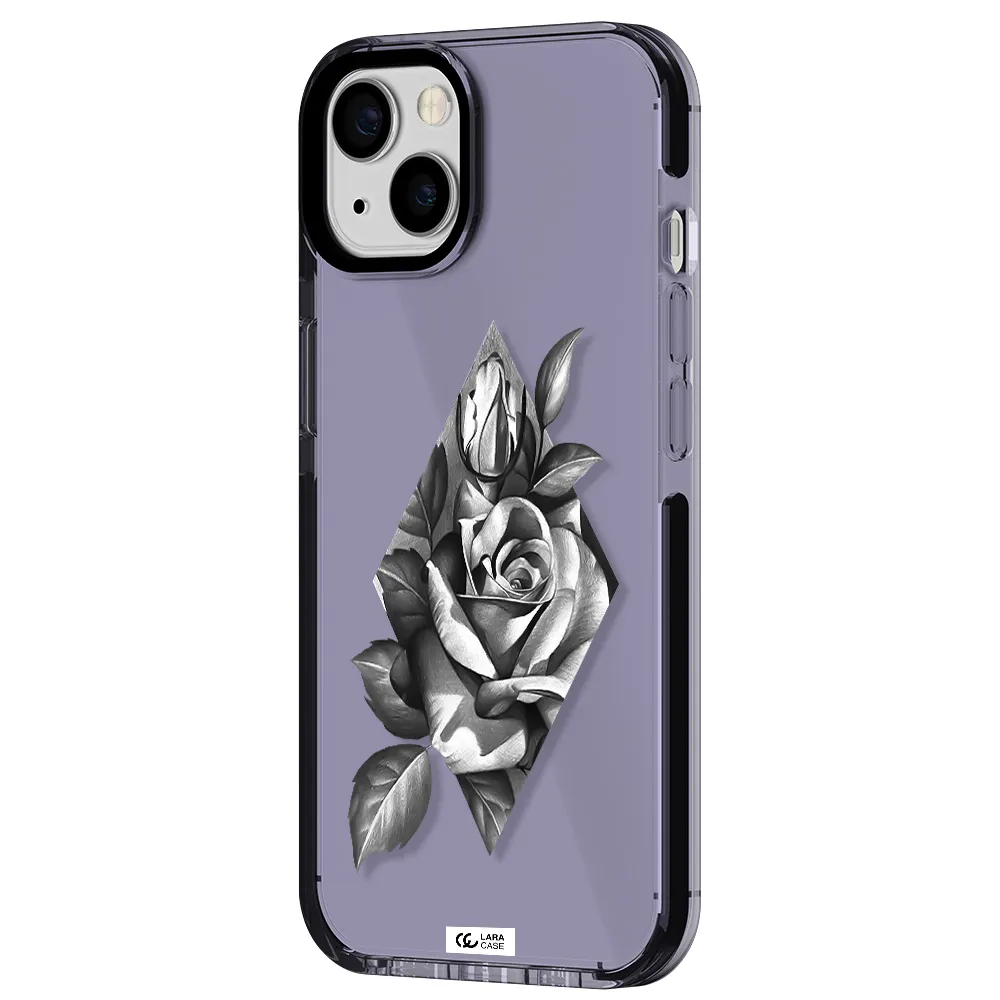 a drawing of a rose Apple iPhone 13 impact Lilac Case