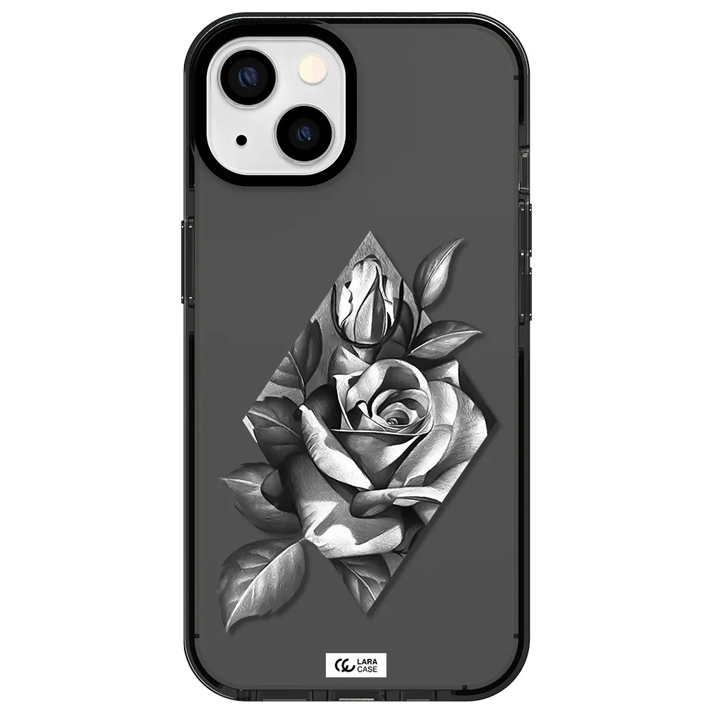 a drawing of a rose Apple iPhone 13 impact Smoke Black Case
