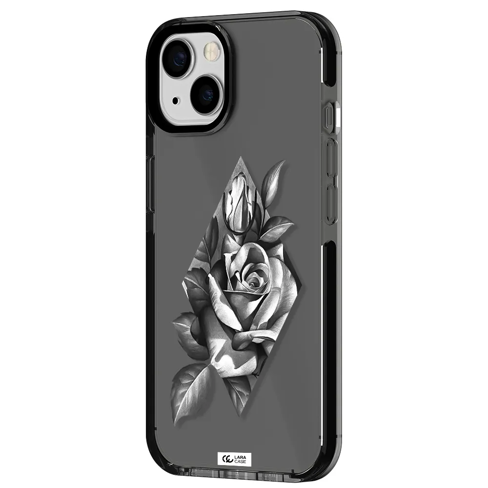 a drawing of a rose Apple iPhone 13 impact Smoke Black Case