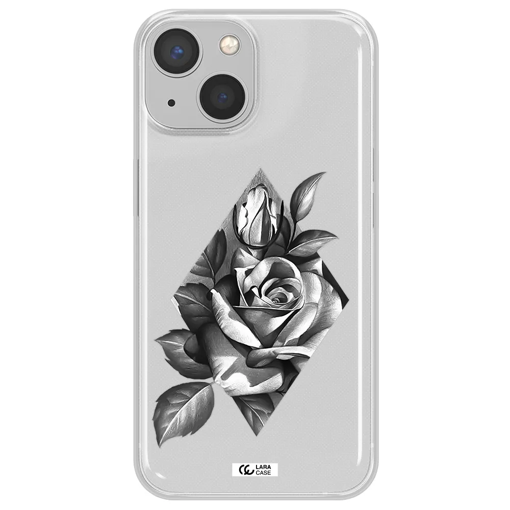 a drawing of a rose Apple iPhone 13 mini Clear TPU Case