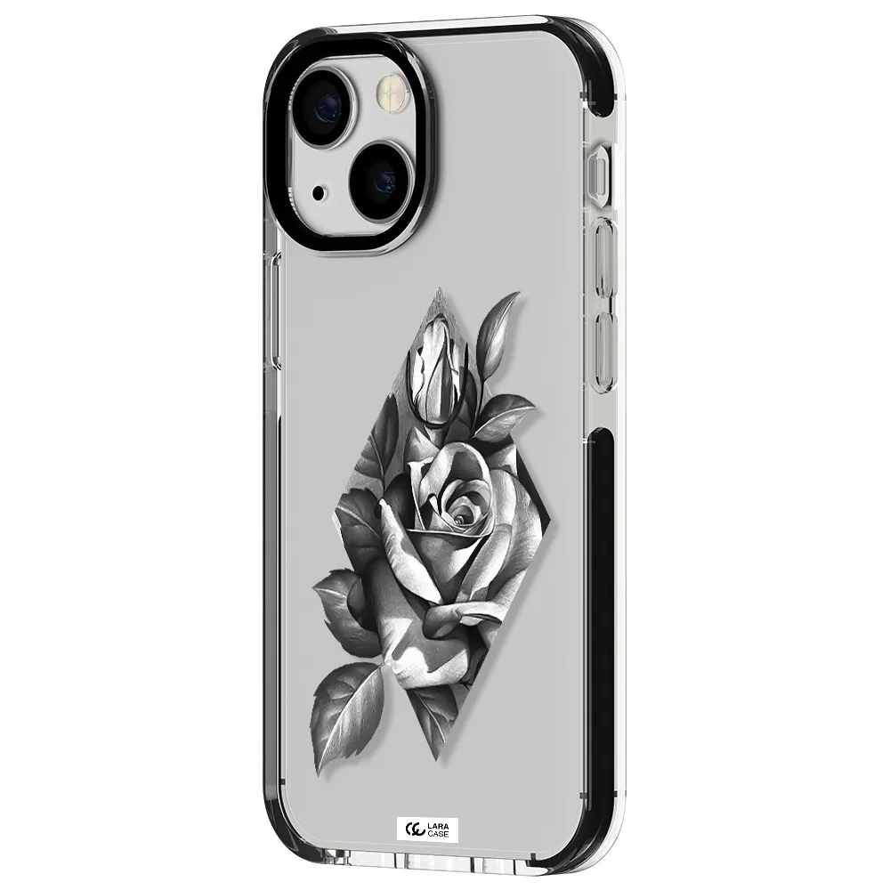 a drawing of a rose Apple iPhone 13 mini impact black border Case