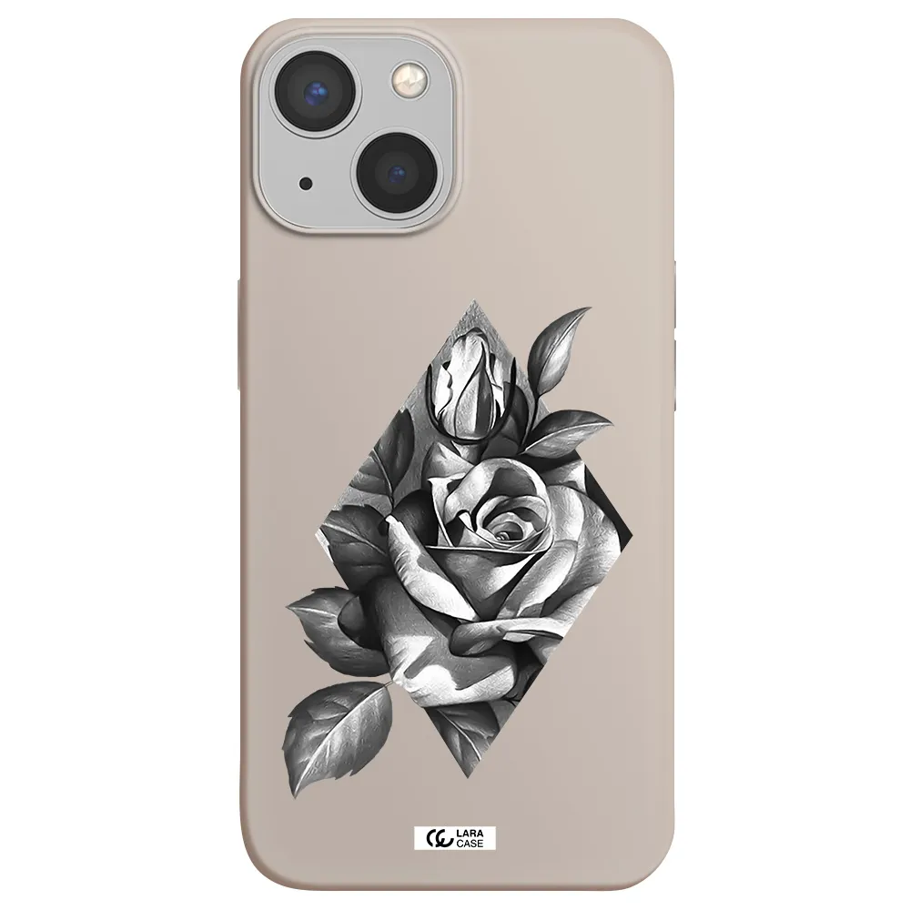 a drawing of a rose Apple iPhone 13 mini Silicone Stone Case