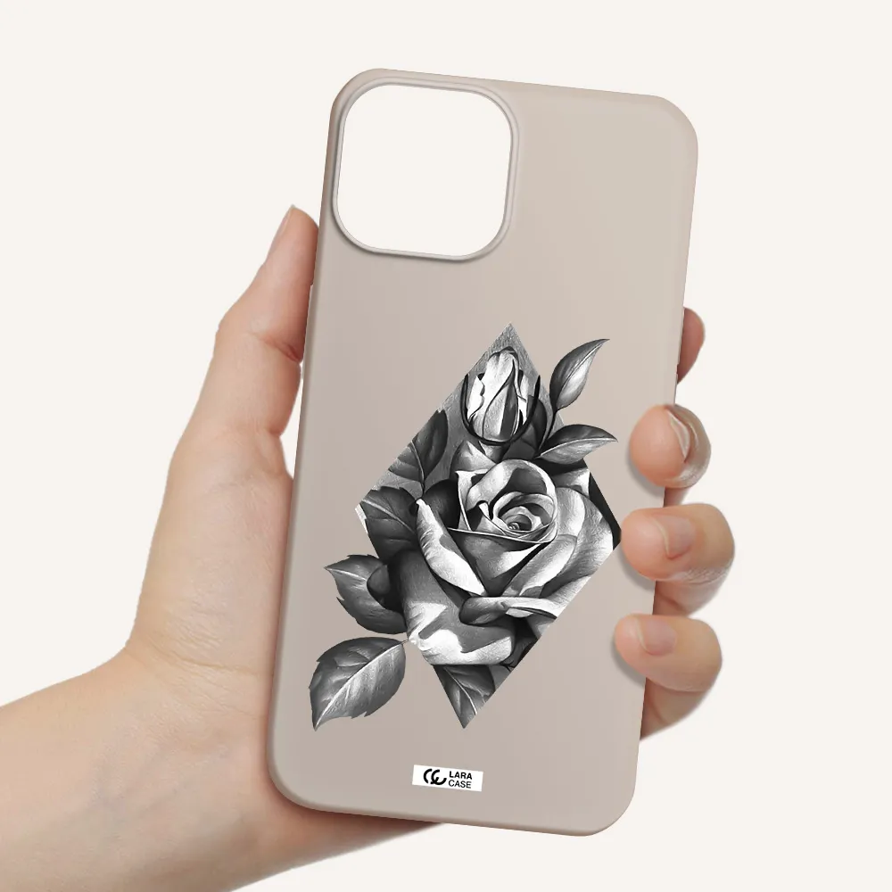 a drawing of a rose Apple iPhone 13 mini Silicone Stone Case