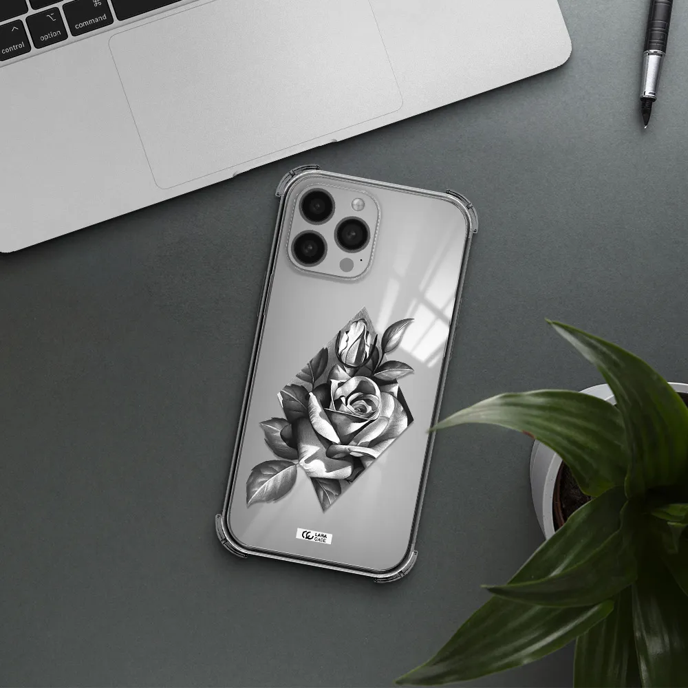 a drawing of a rose Apple iPhone 13 Pro Clear PC Case