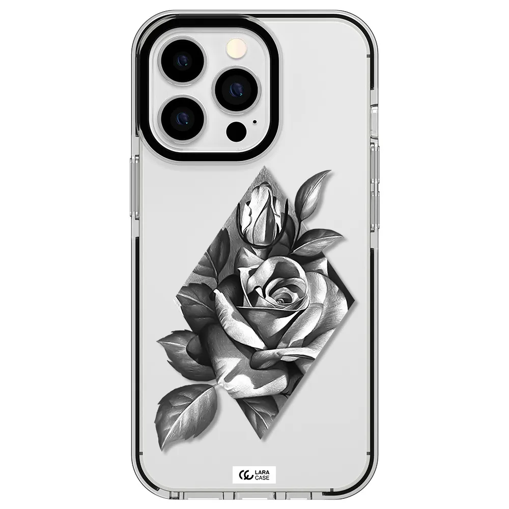 a drawing of a rose Apple iPhone 13 Pro impact black border Case