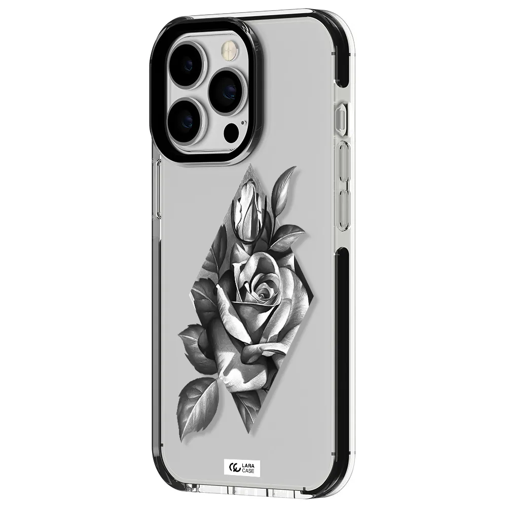 a drawing of a rose Apple iPhone 13 Pro impact black border Case