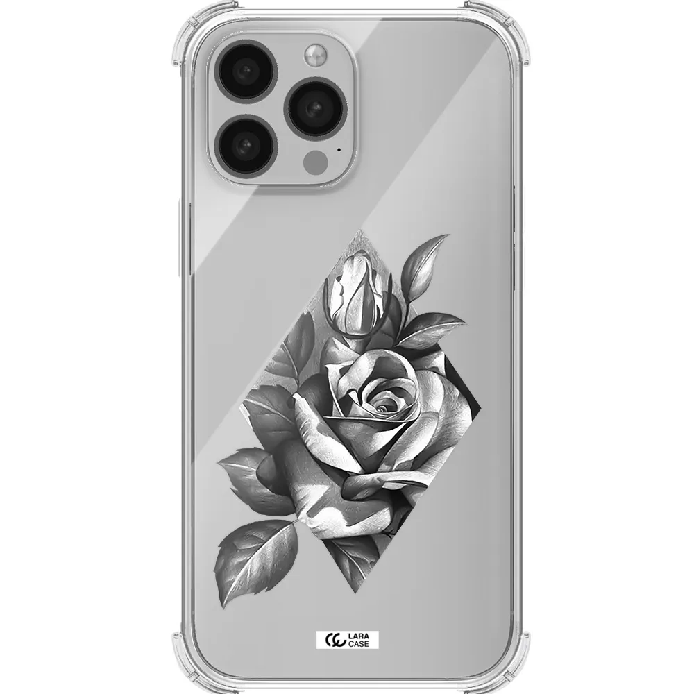 a drawing of a rose Apple iPhone 13 Pro Max Clear PC Case