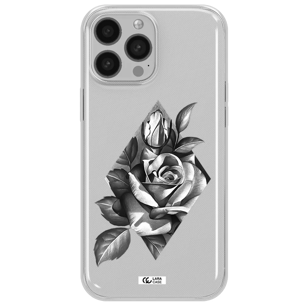a drawing of a rose Apple iPhone 13 Pro Max Clear TPU Case