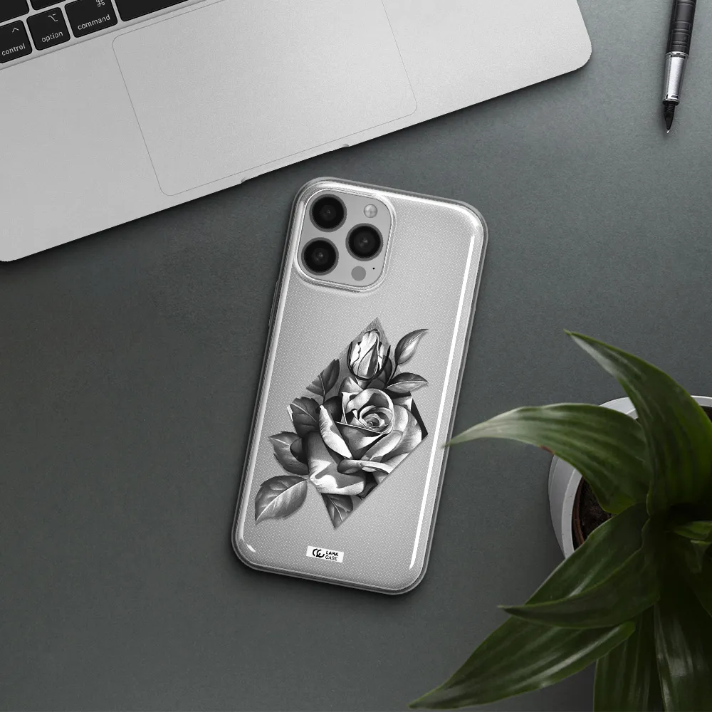 a drawing of a rose Apple iPhone 13 Pro Max Clear TPU Case