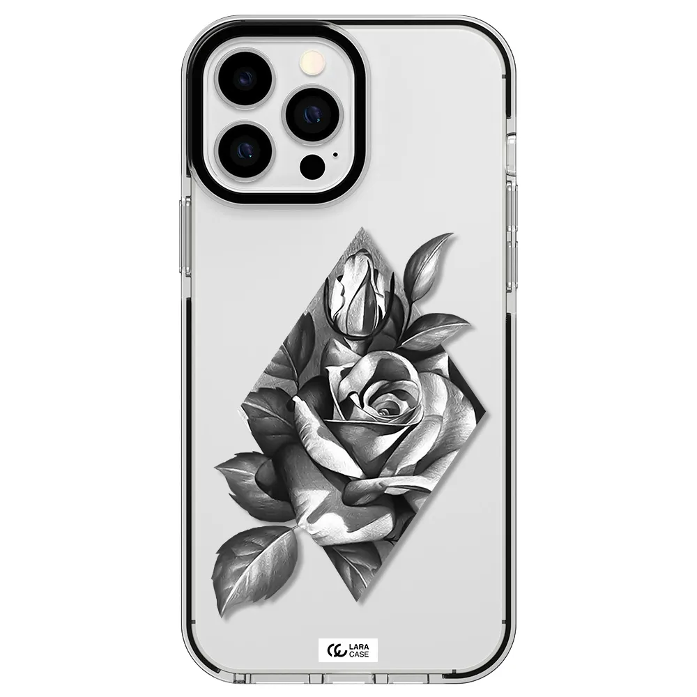 a drawing of a rose Apple iPhone 13 Pro Max impact black border Case