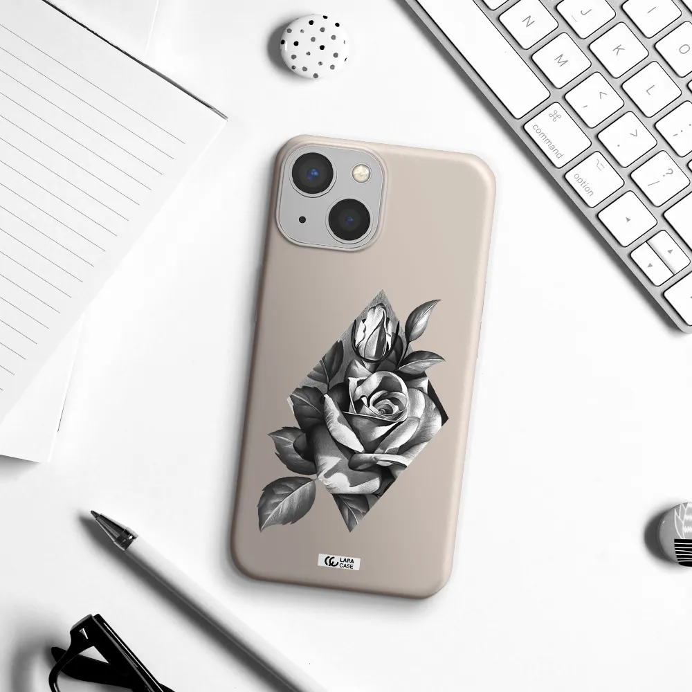 a drawing of a rose Apple iPhone 13 Silicone Stone Case