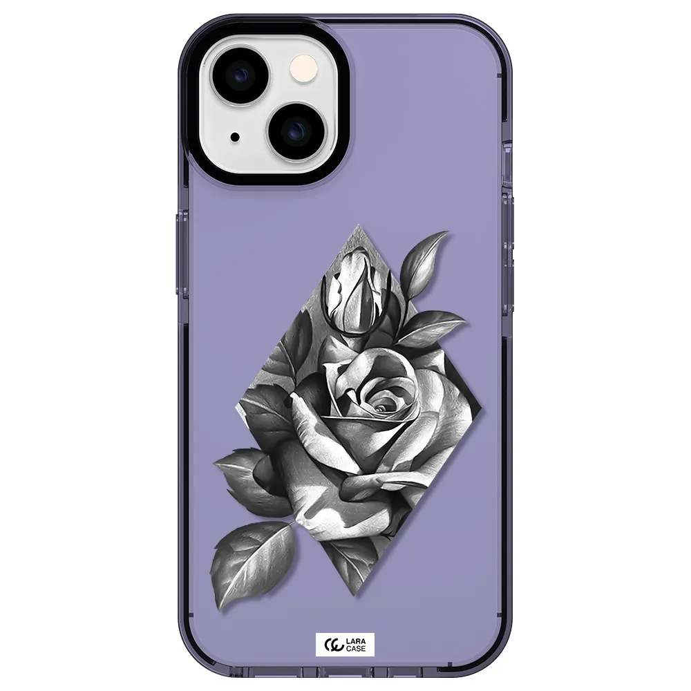 a drawing of a rose Apple iPhone 14 impact Lilac Case