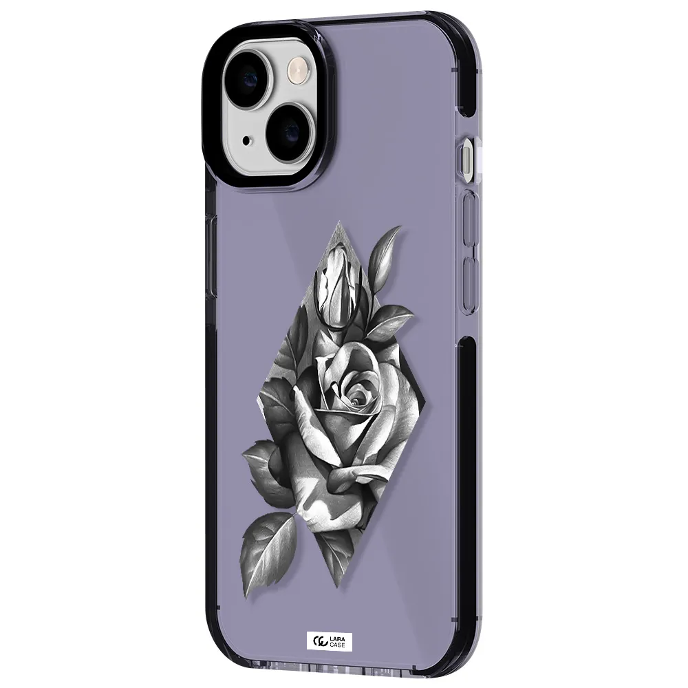 a drawing of a rose Apple iPhone 14 impact Lilac Case