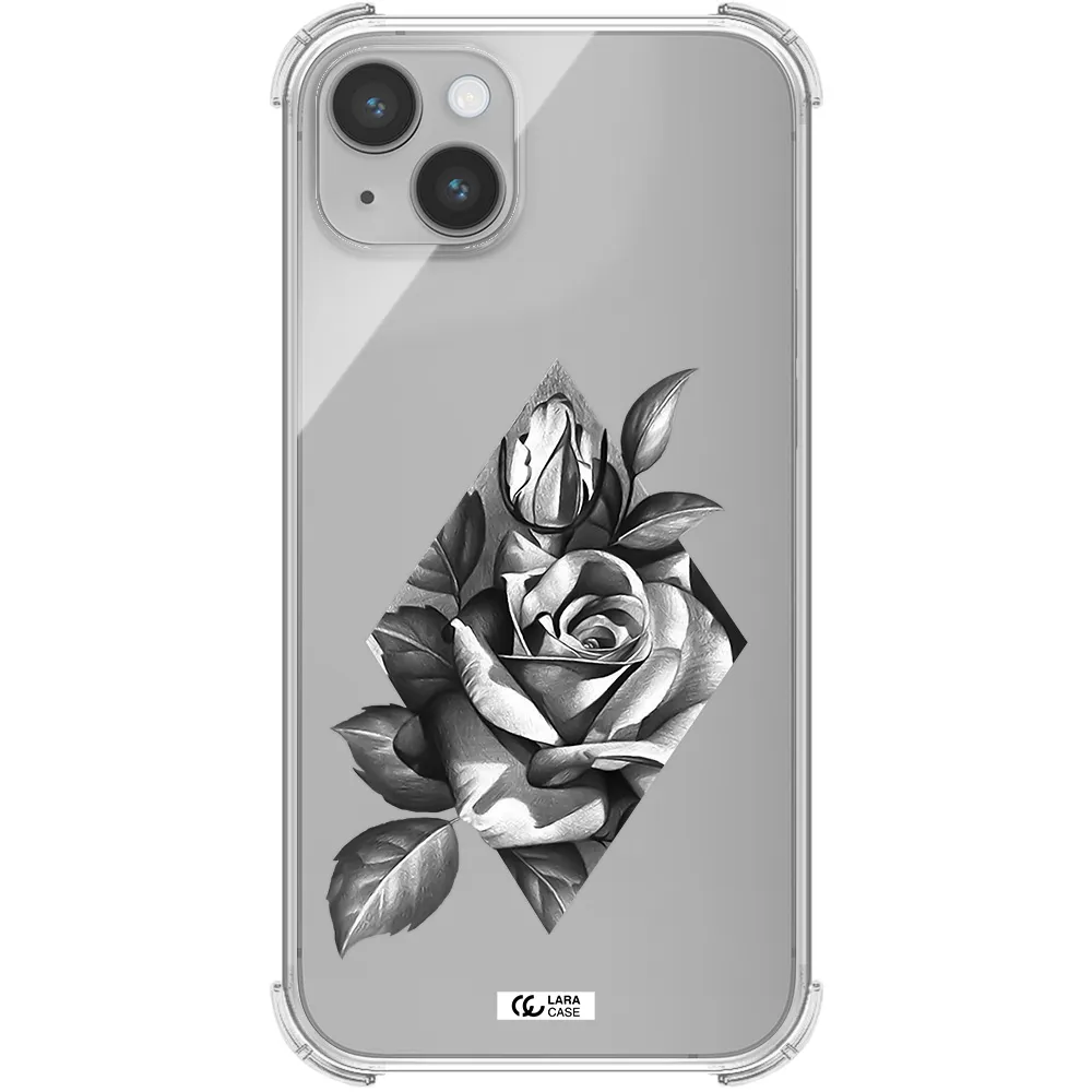 a drawing of a rose Apple iPhone 14 plus Clear PC Case
